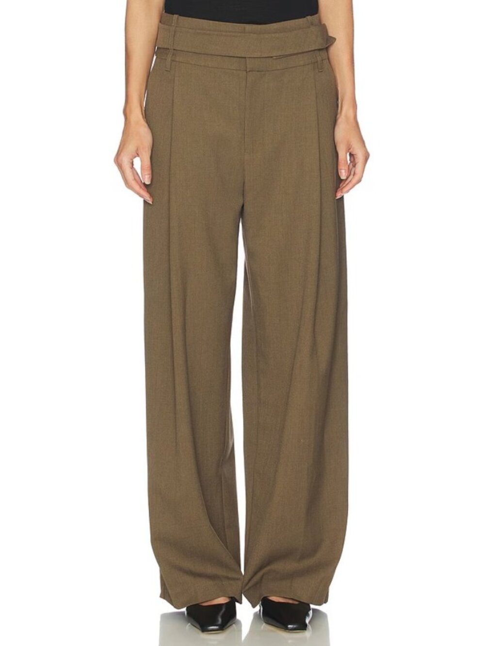 SIR. Sartoria Belted Trouser Pants Chocolate Brown Marle